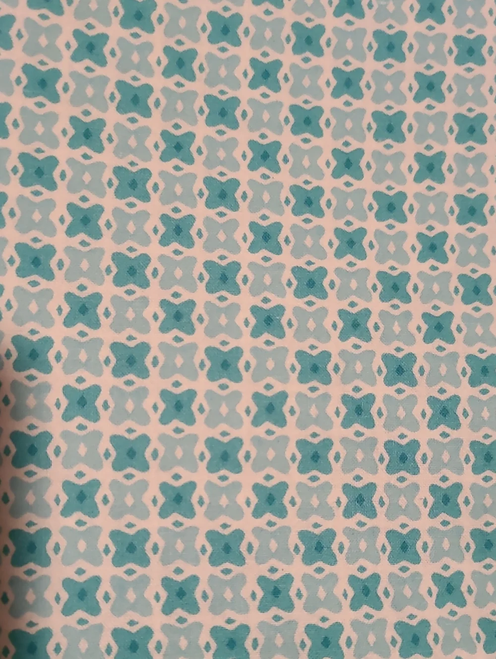 Fabric Abstract Flower Teal White Quilting Sewing Crafting Over Classic Cottons